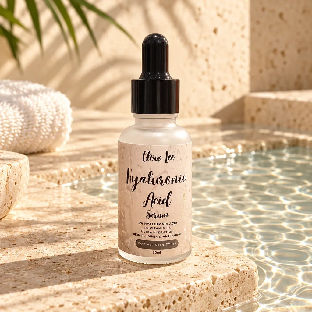 Glowlee Hyaluronic Acid Serum in a spa setting