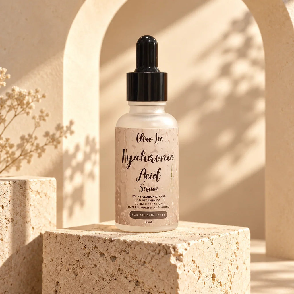 Glowlee Hyaluronic Acid Serum on natural stone